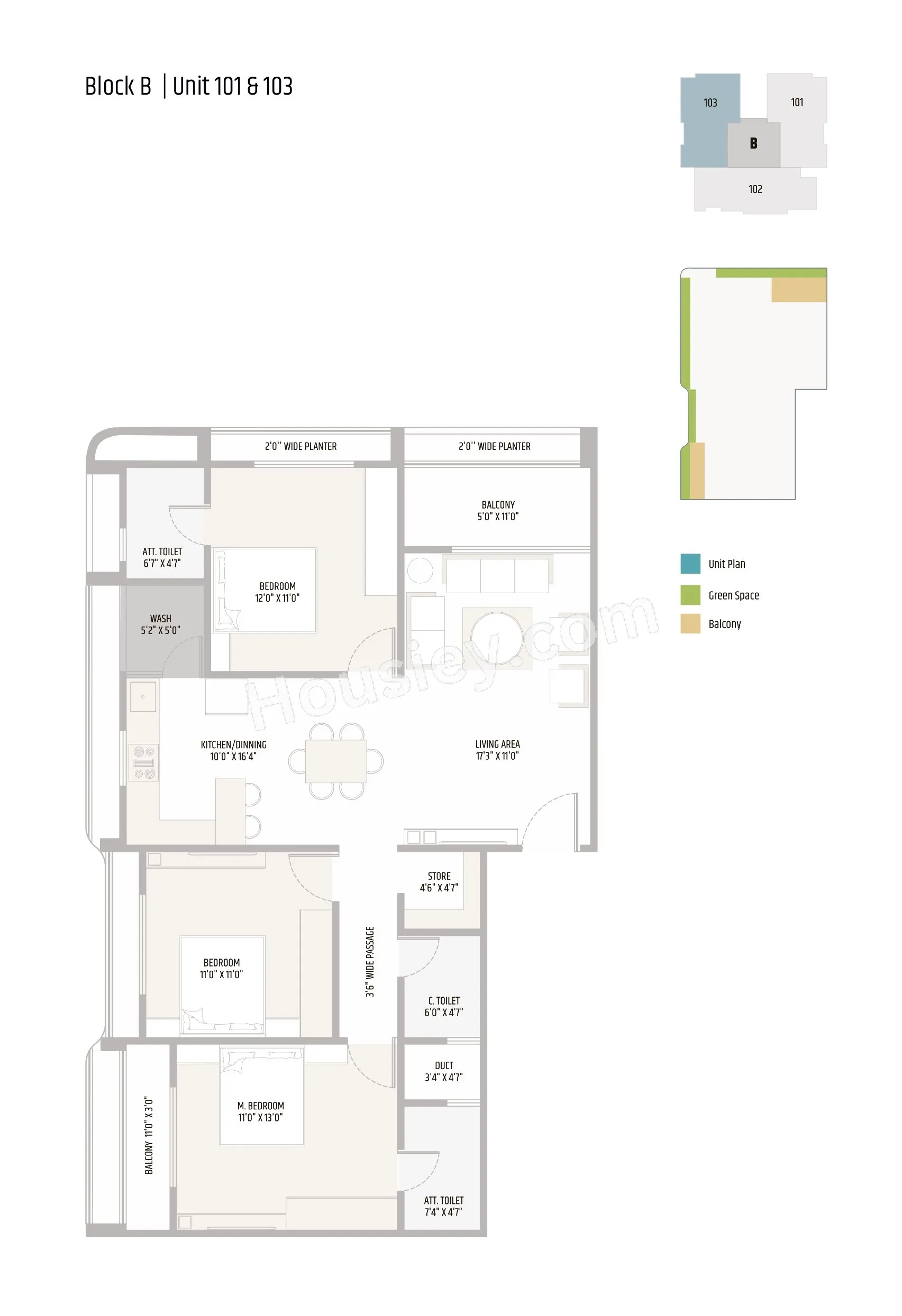 Sankalp The Q Unit plan - 1124 sq.ft.