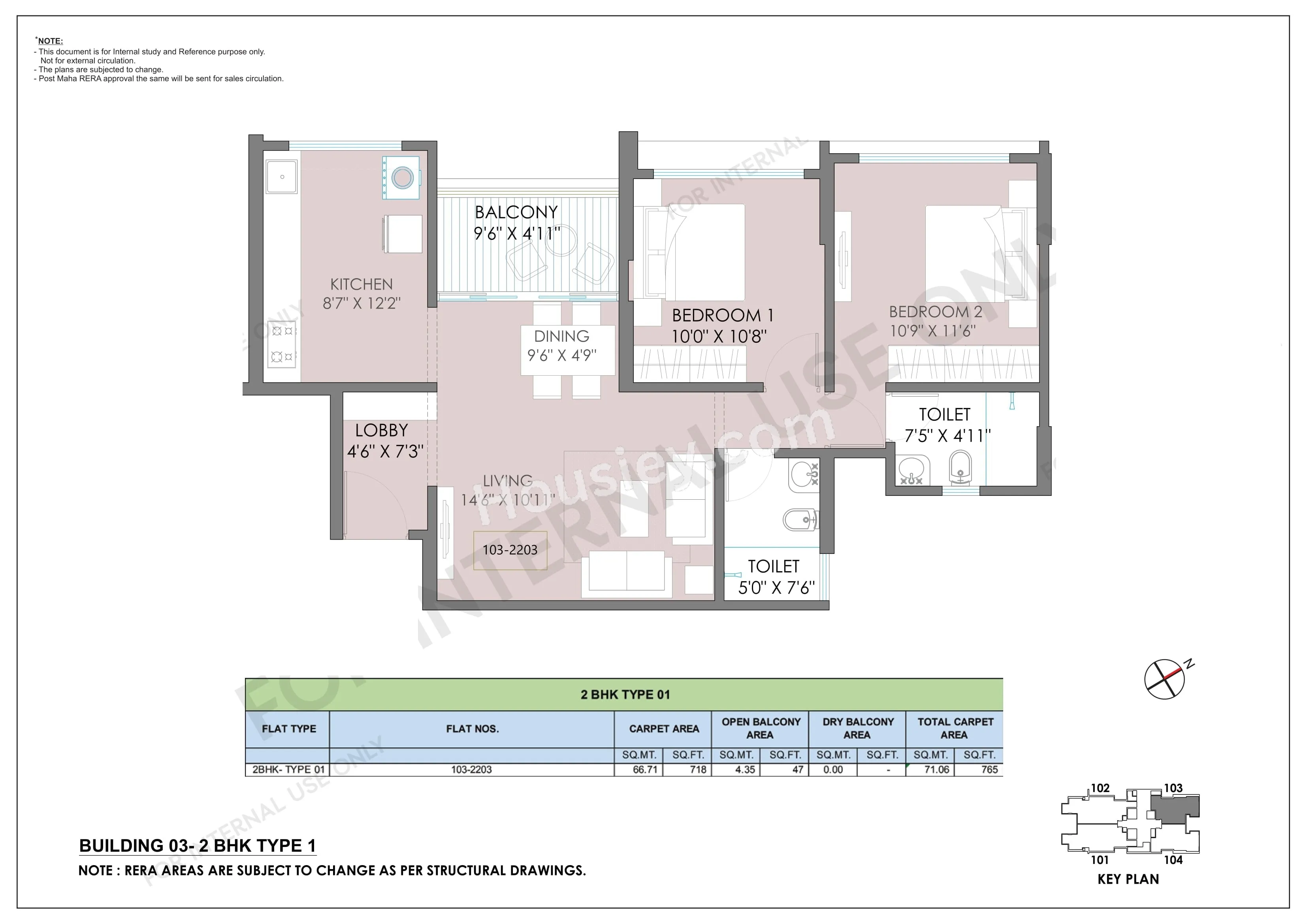 Sankla West World Unit plan - 765 sq.ft.