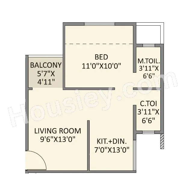 Sapphire Vrinda Unit plan - 420 sq.ft.