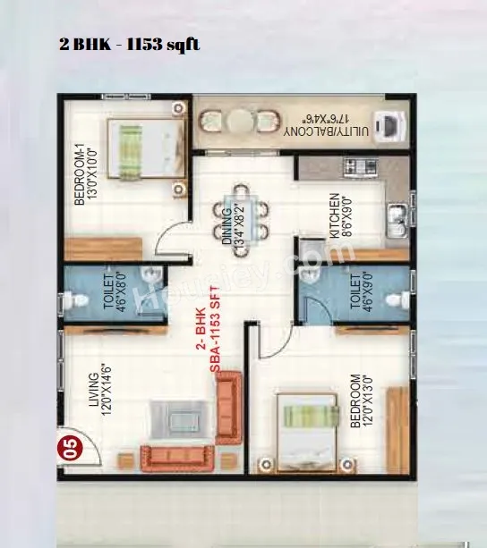 Unit plan - 864 sq.ft.