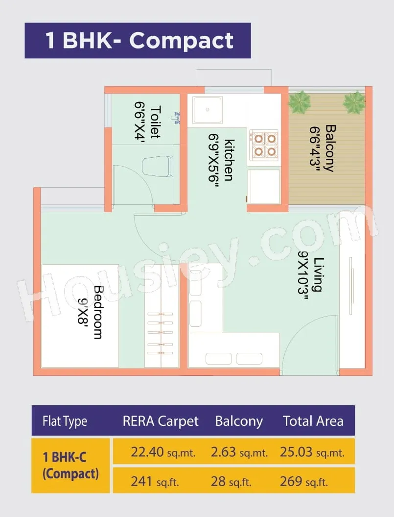 Sara Kasturi Unit plan - 269 sq.ft.