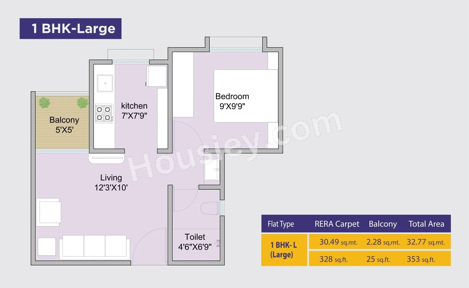 Sara Kasturi Unit plan - 353 sq.ft.