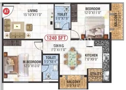 Saranya Swarovski Unit plan - 831 sq.ft.