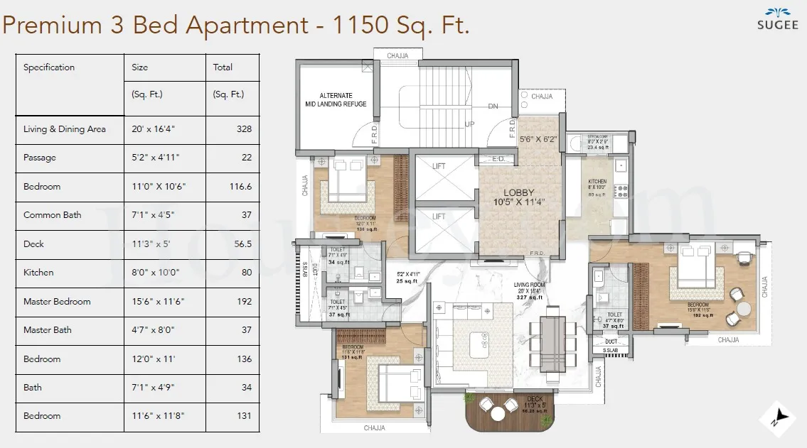 Saraswati Niwas Unit plan - 1150 sq.ft.