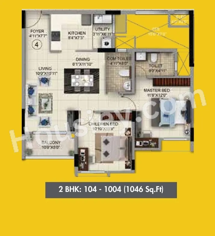 Sattva Anugraha Unit plan - 745 sq.ft.