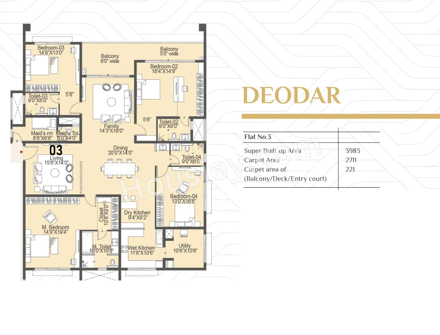 Sattva Lakeridge Unit plan - 2711 sq.ft.
