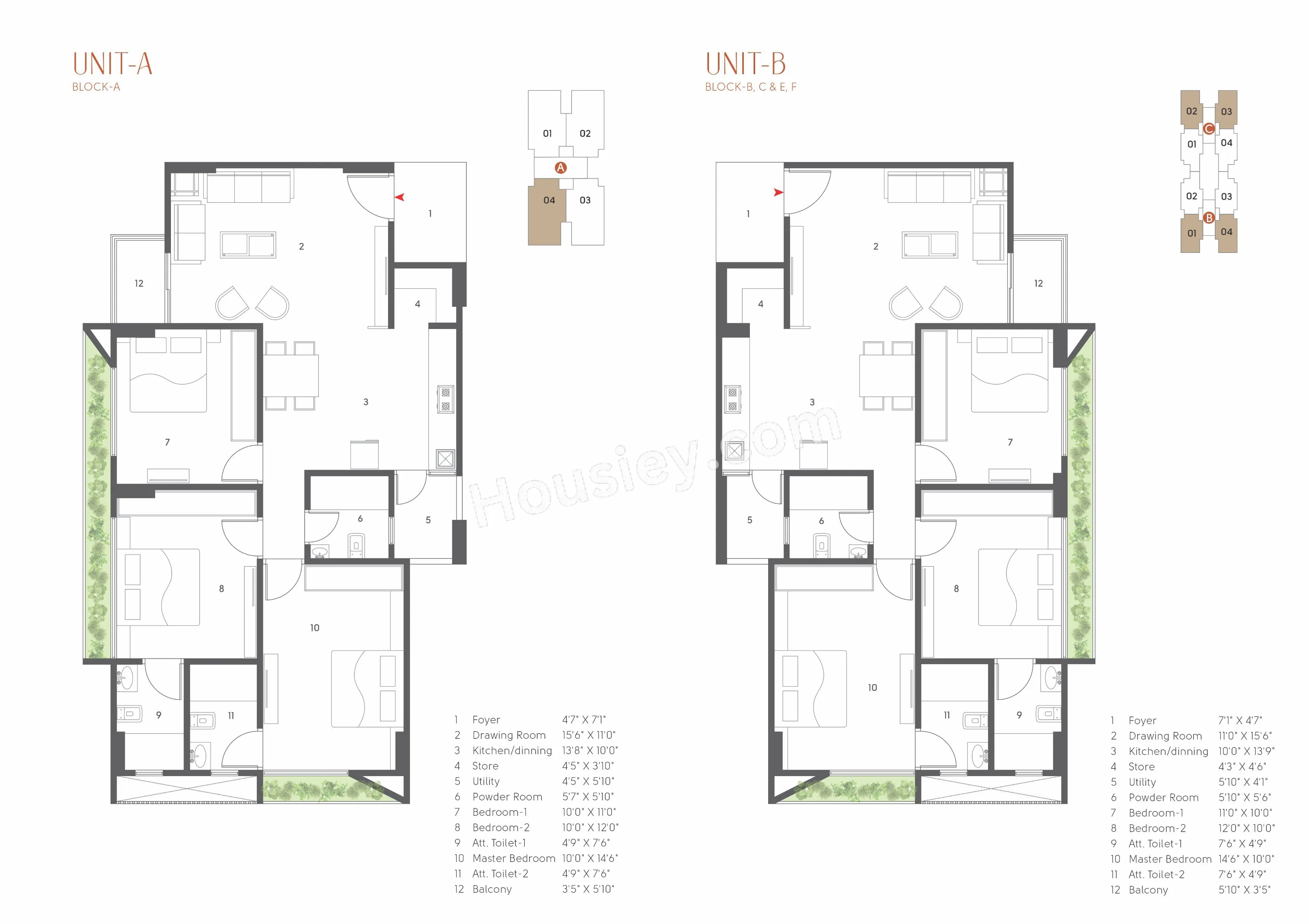 Satyamev Vista Two Unit plan - 965 sq.ft.
