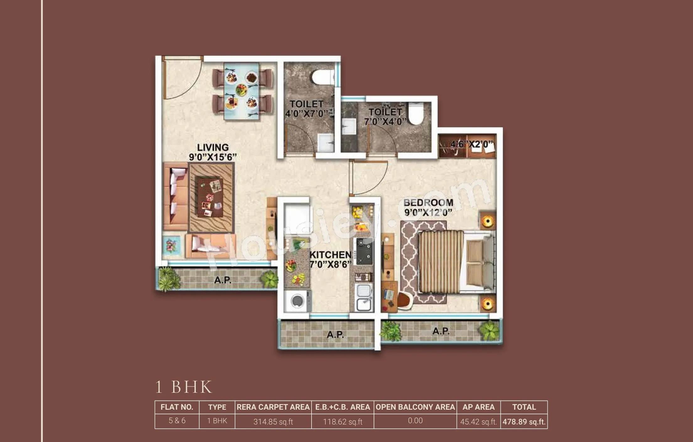 Sethi Palacio Unit plan - 479 sq.ft.