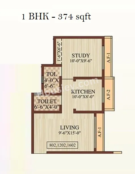 Shantee Sterling Heights Unit plan - 374 sq.ft.