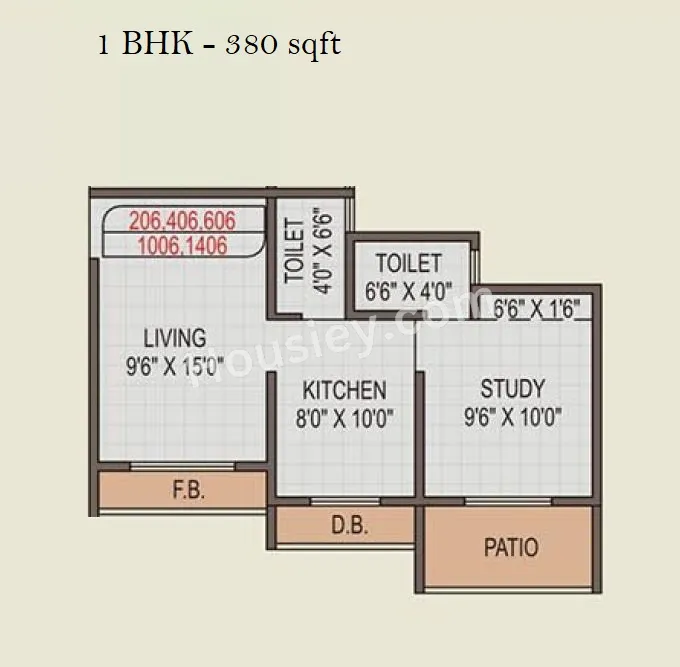 Shantee Sunshine Sapphire Unit plan - 380 sq.ft.