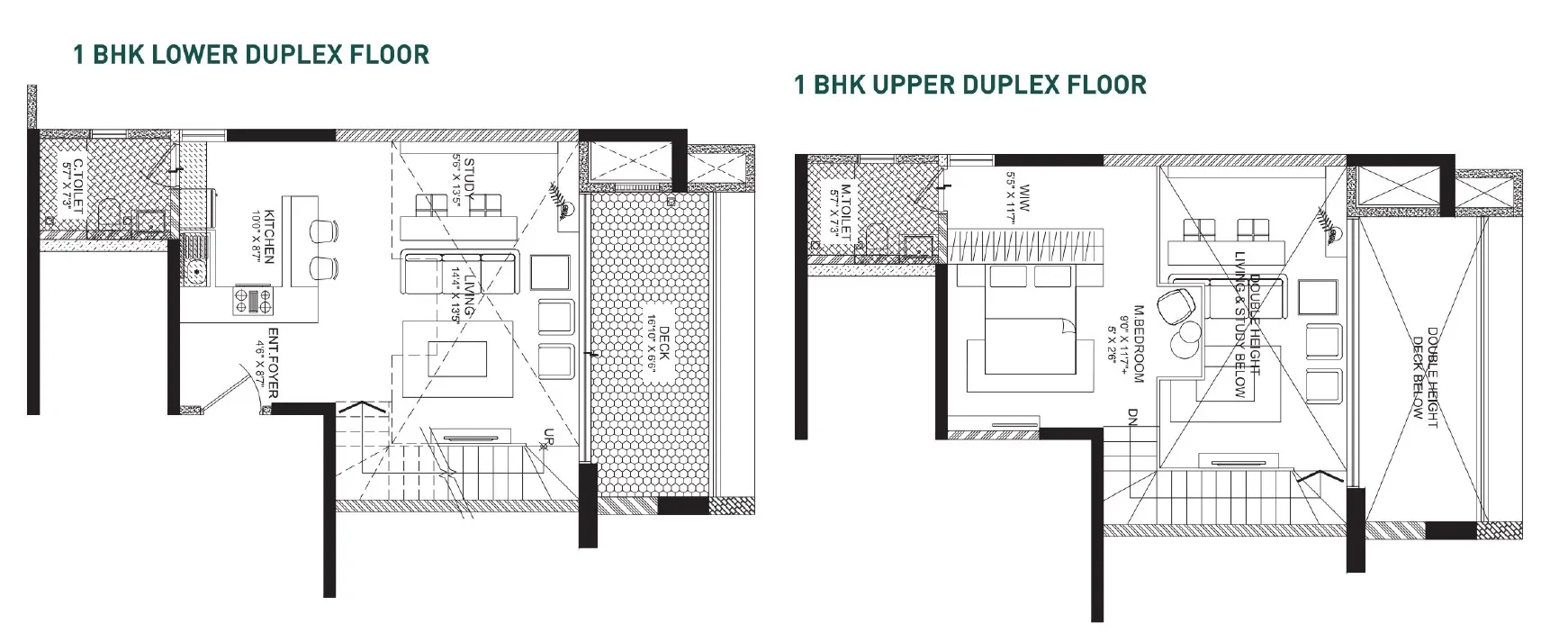 Shapoorji Golfland Unit plan - 834 sq.ft.