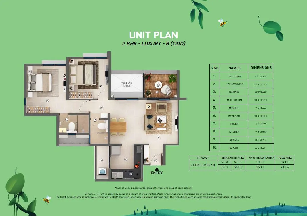 Joyville Sensorium Unit plan - 711 sq.ft.