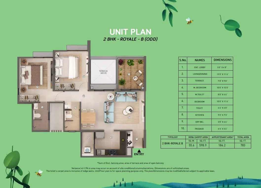 Joyville Sensorium Unit plan - 783 sq.ft.