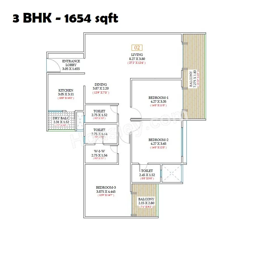 Sharada Akashparv Unit plan - 1654 sq.ft.
