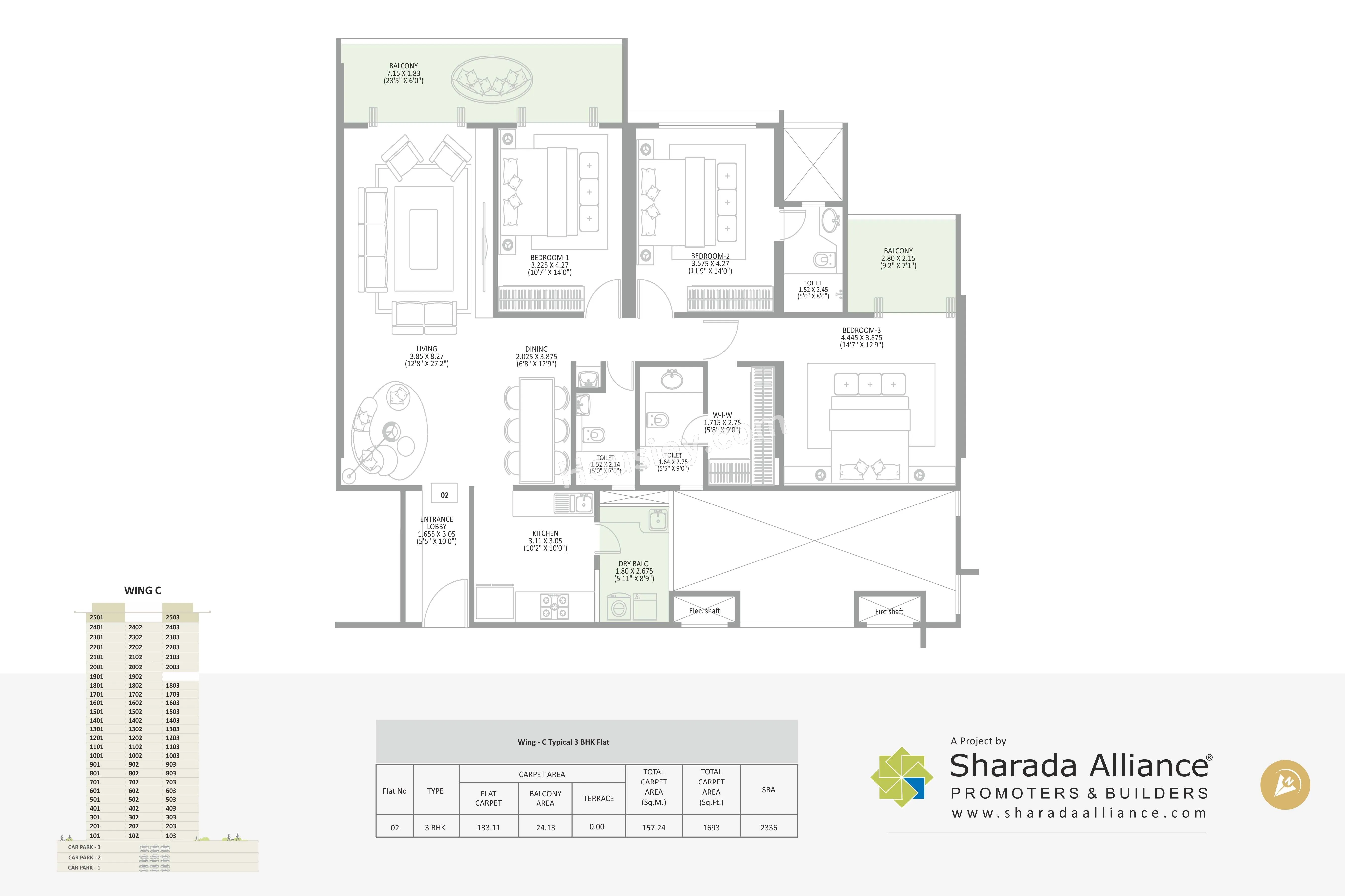Sharada Akashparv Unit plan - 1693 sq.ft.