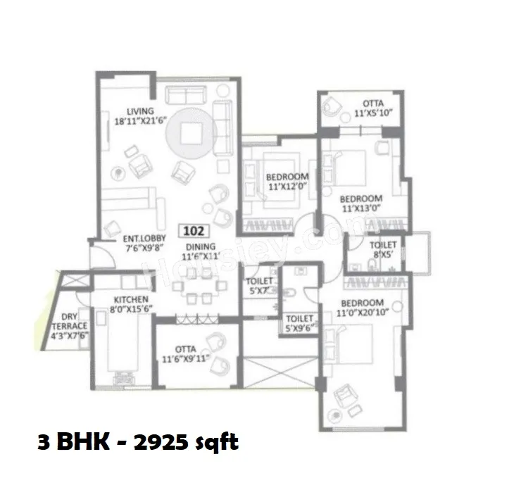 Sharada Akashparv Unit plan - 2925 sq.ft.