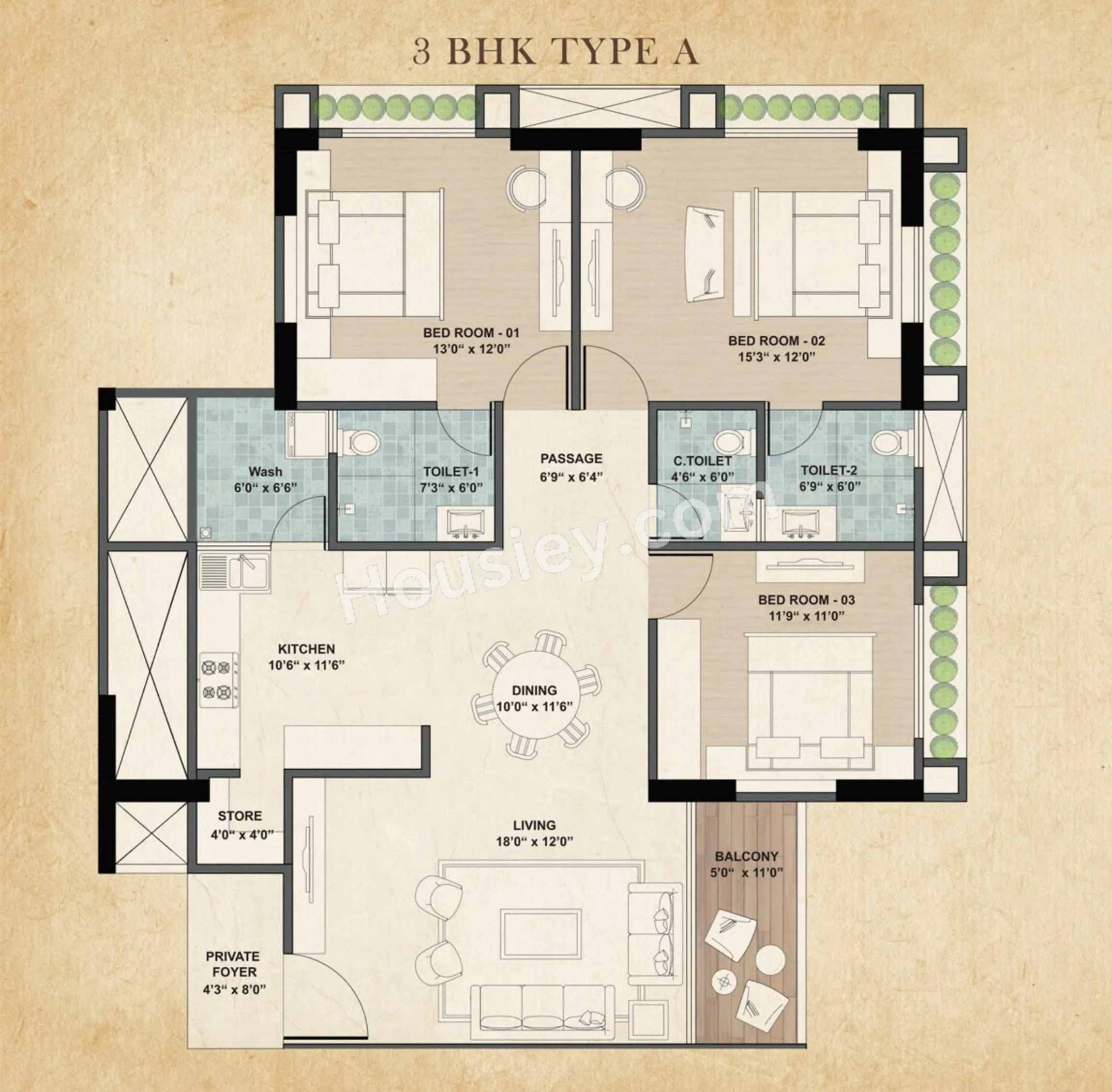 Sheetal Dharohar Unit plan - 1292 sq.ft.