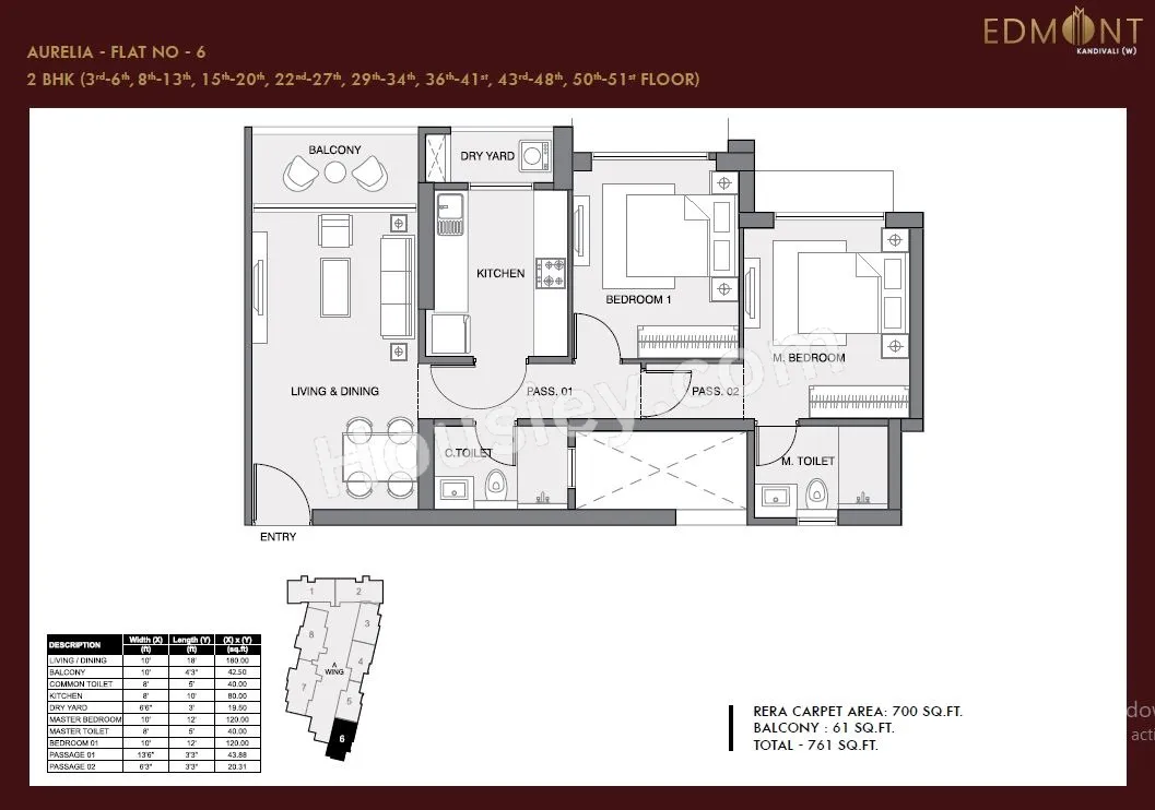 Sheth Edmont Unit plan - 761 sq.ft.