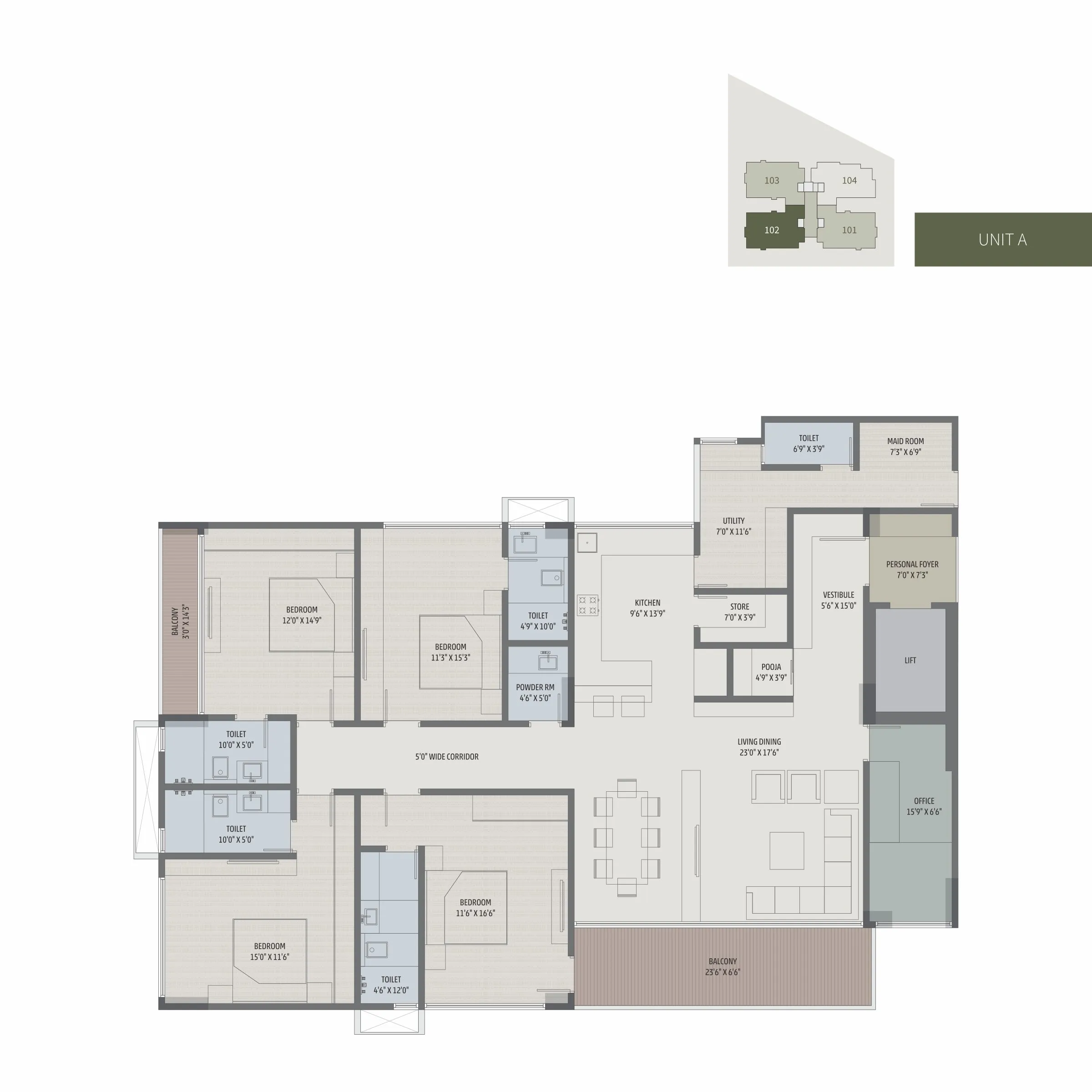 Shivalik Edge Unit plan - 2358 sq.ft.