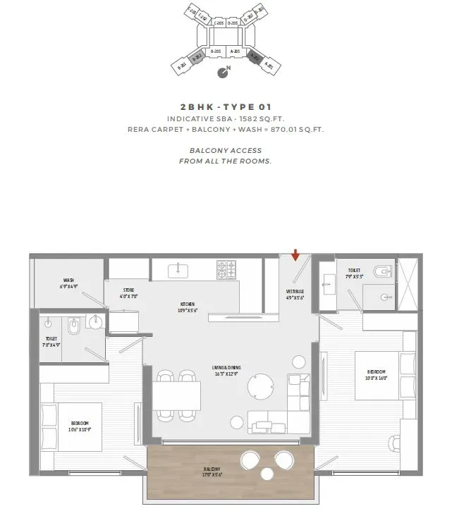 Shivalik Skyview Unit plan - 791 sq.ft.