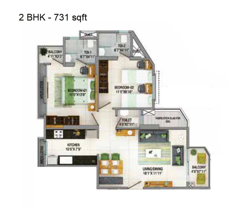 Naiknavare Shivatman Unit plan - 731 sq.ft.