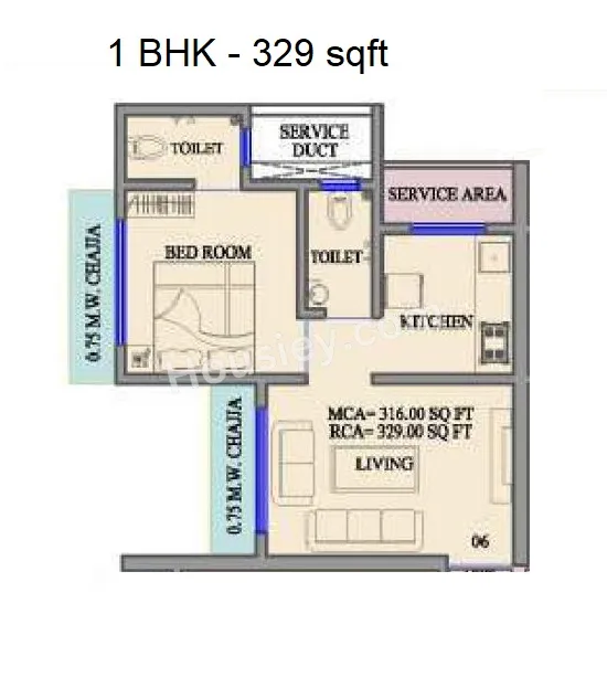 Shraddha Classic Unit plan - 329 sq.ft.