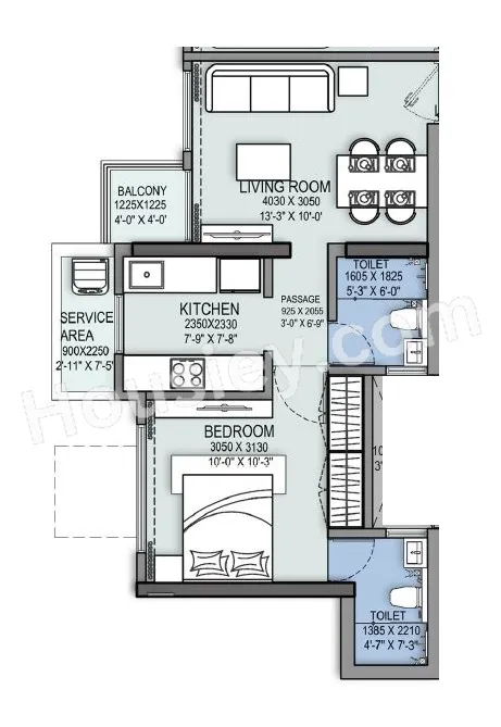 Shraddha Park City Unit plan - 441 sq.ft.
