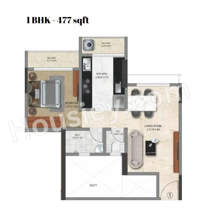Shree Uma Heights Unit plan - 447 sq.ft.
