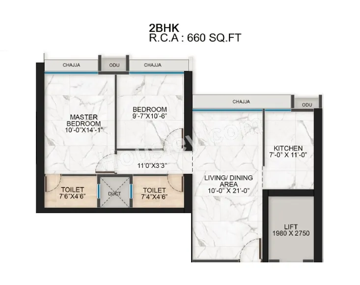 Shreeji Gateway Unit plan - 660 sq.ft.