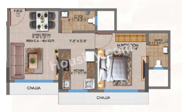 Shreenath Enclave Unit plan - 404 sq.ft.