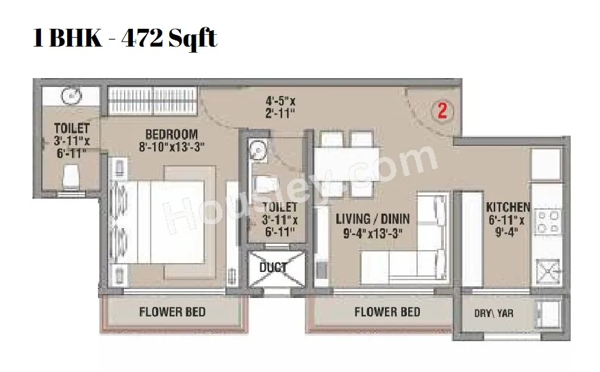Shreeram Complex Unit plan - 472 sq.ft.