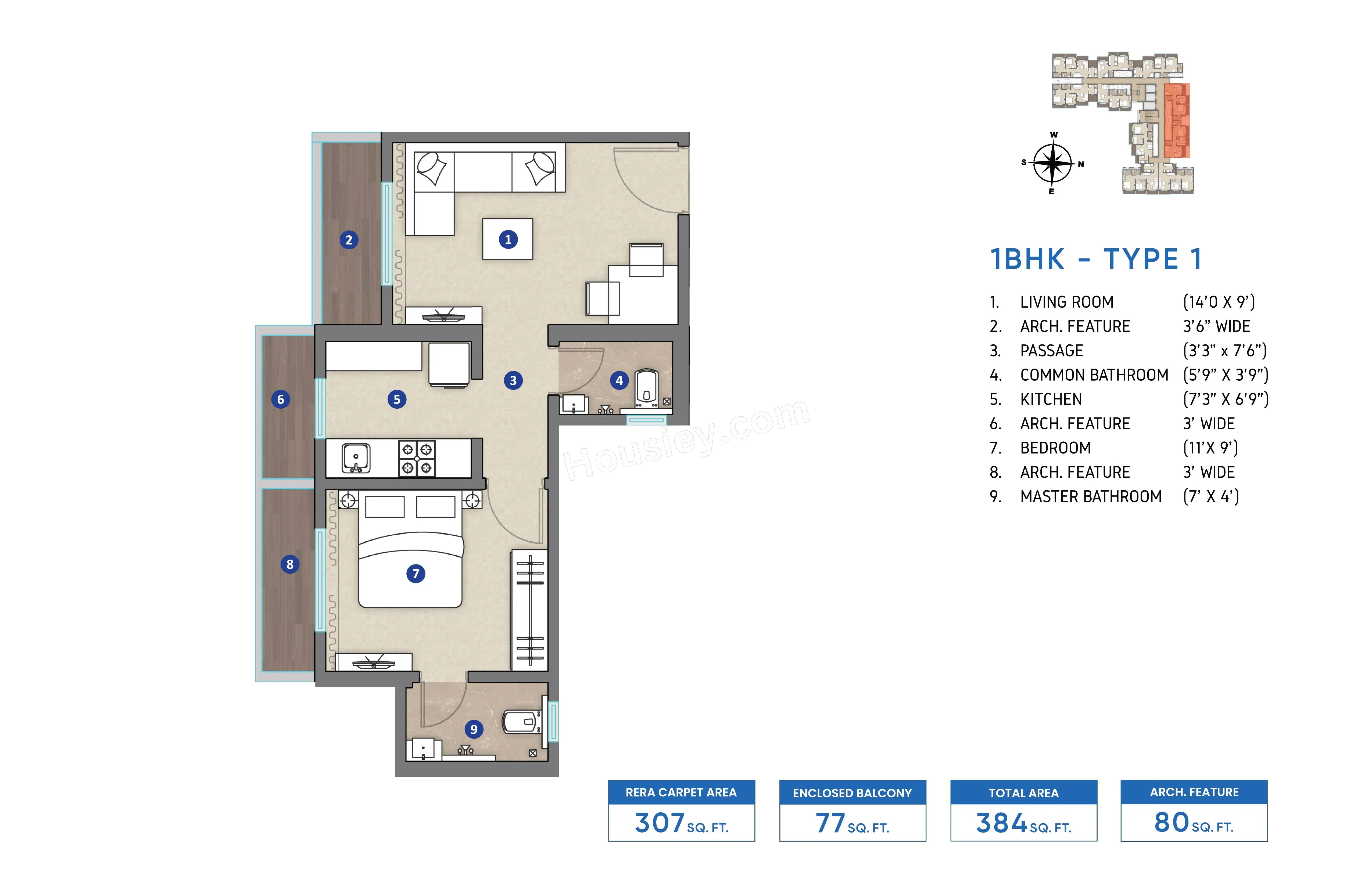 Shripal Sattva Unit plan - 384 sq.ft.