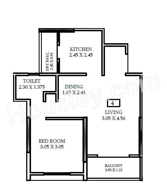 Shriram Sky Park Unit plan - 524 sq.ft.
