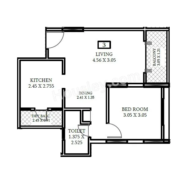 Shriram Sky Park Unit plan - 525 sq.ft.