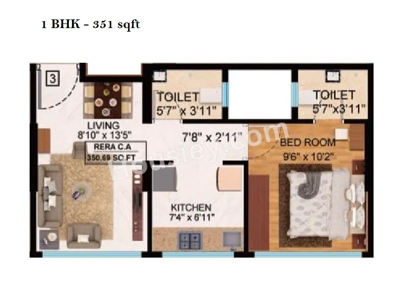 Shubh Elanza Unit plan - 351 sq.ft.
