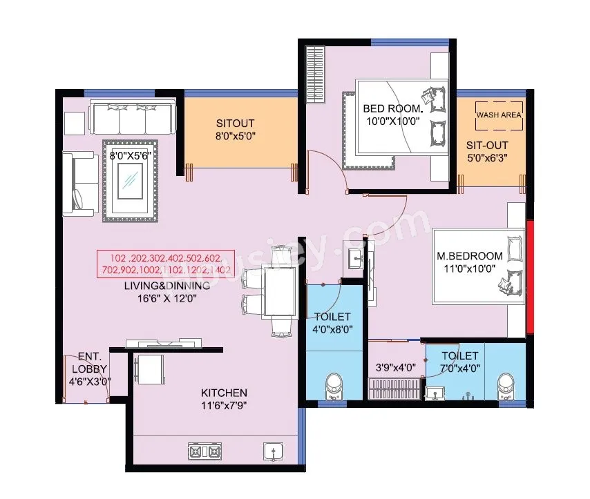 Shubh Ganesh Spring Valley Phase 3 Unit plan - 769 sq.ft.