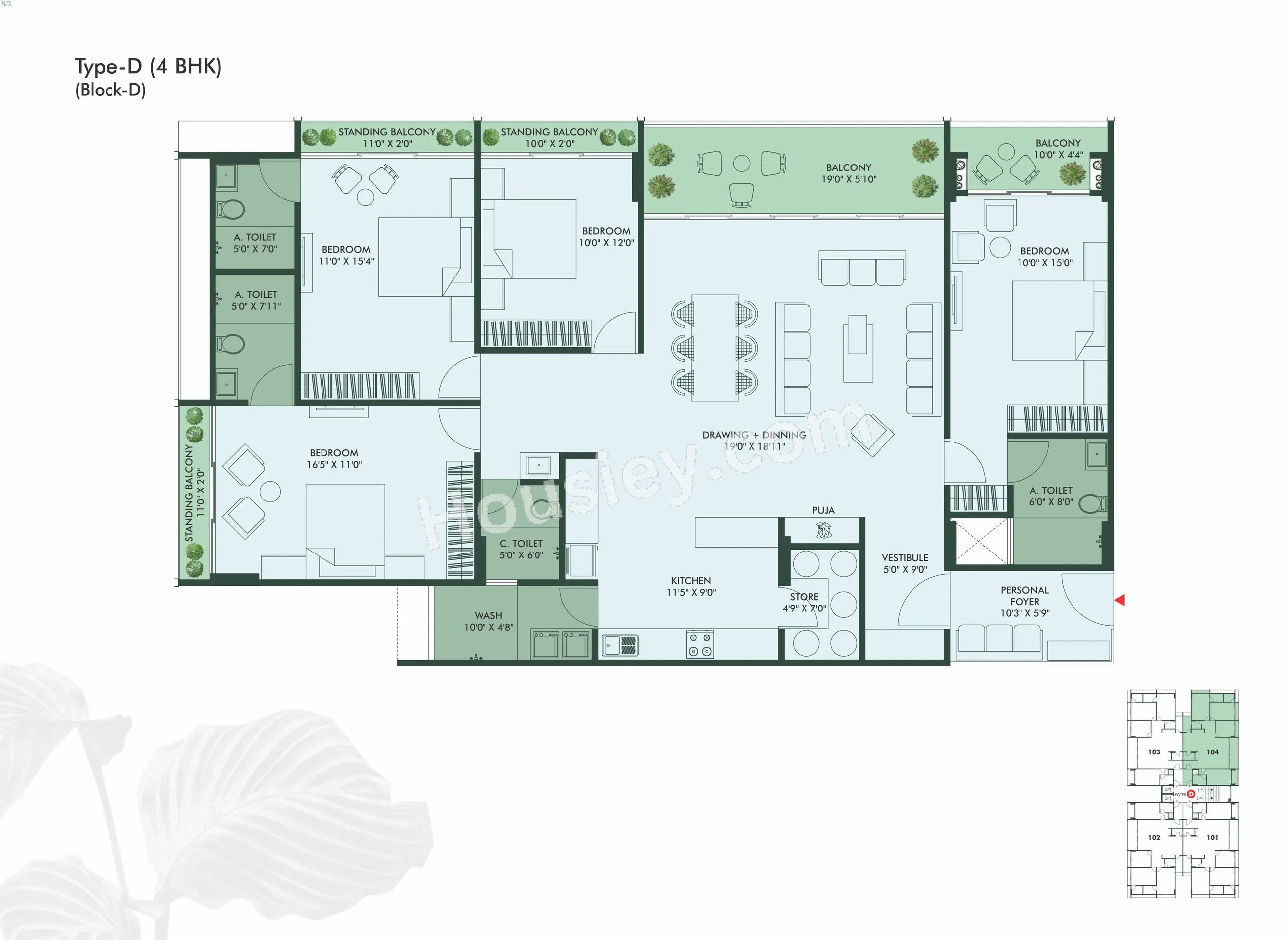 Siddharth Vrundavan Unit plan - 1812 sq.ft.
