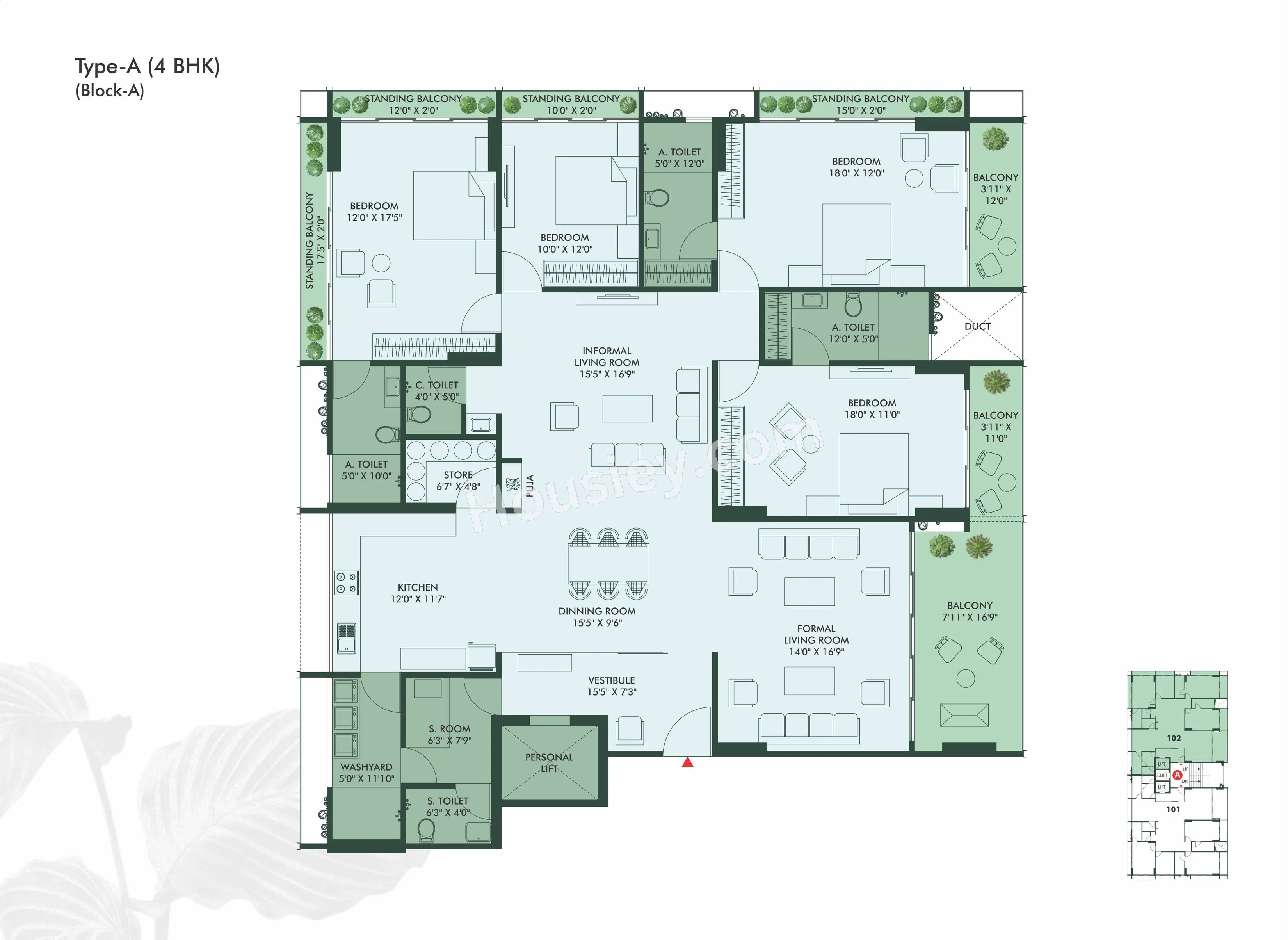 Siddharth Vrundavan Unit plan - 2500 sq.ft.
