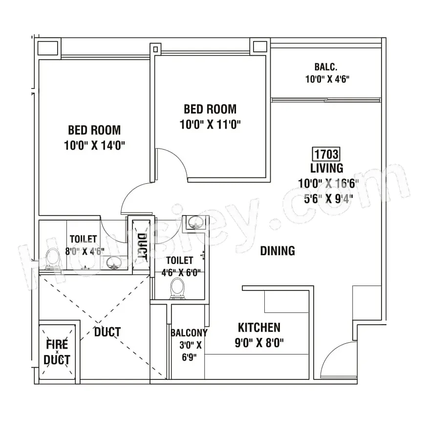 Siddhi Redision Royal Unit plan - 765 sq.ft.