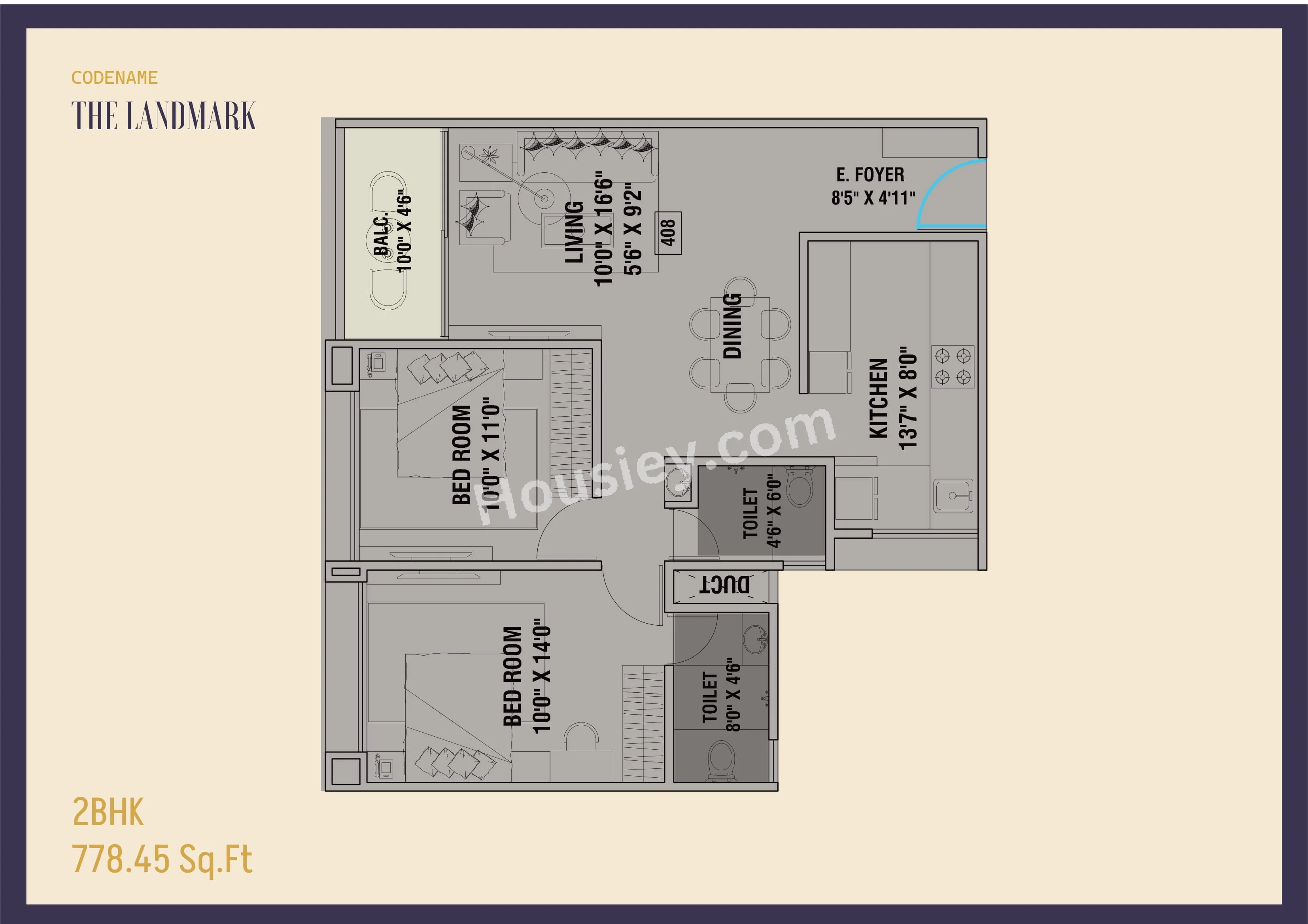 Siddhi Redision Royal Unit plan - 778 sq.ft.