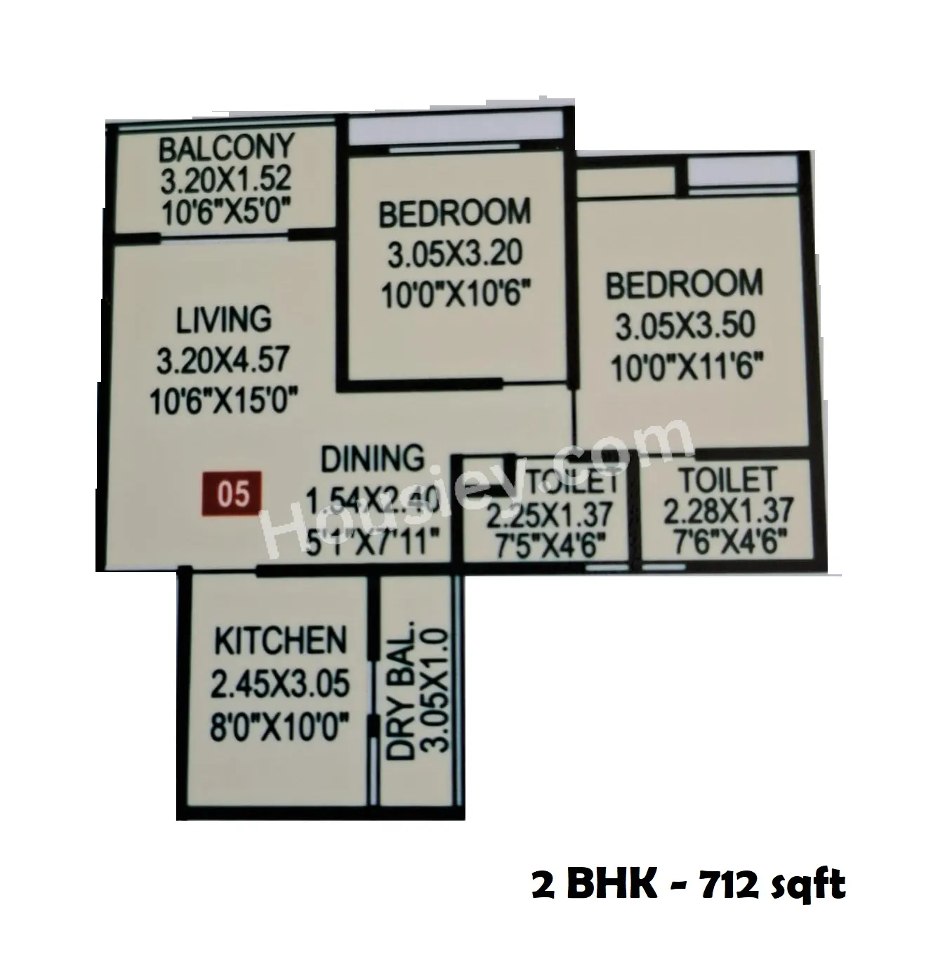 Siddhivinayak Eternity Towers Unit plan - 712 sq.ft.