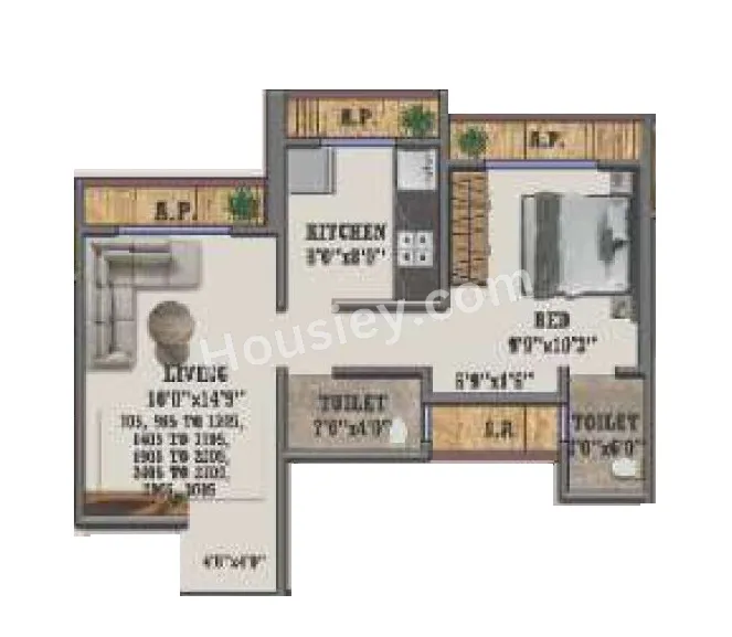 Siyara Heights Unit plan - 495 sq.ft.