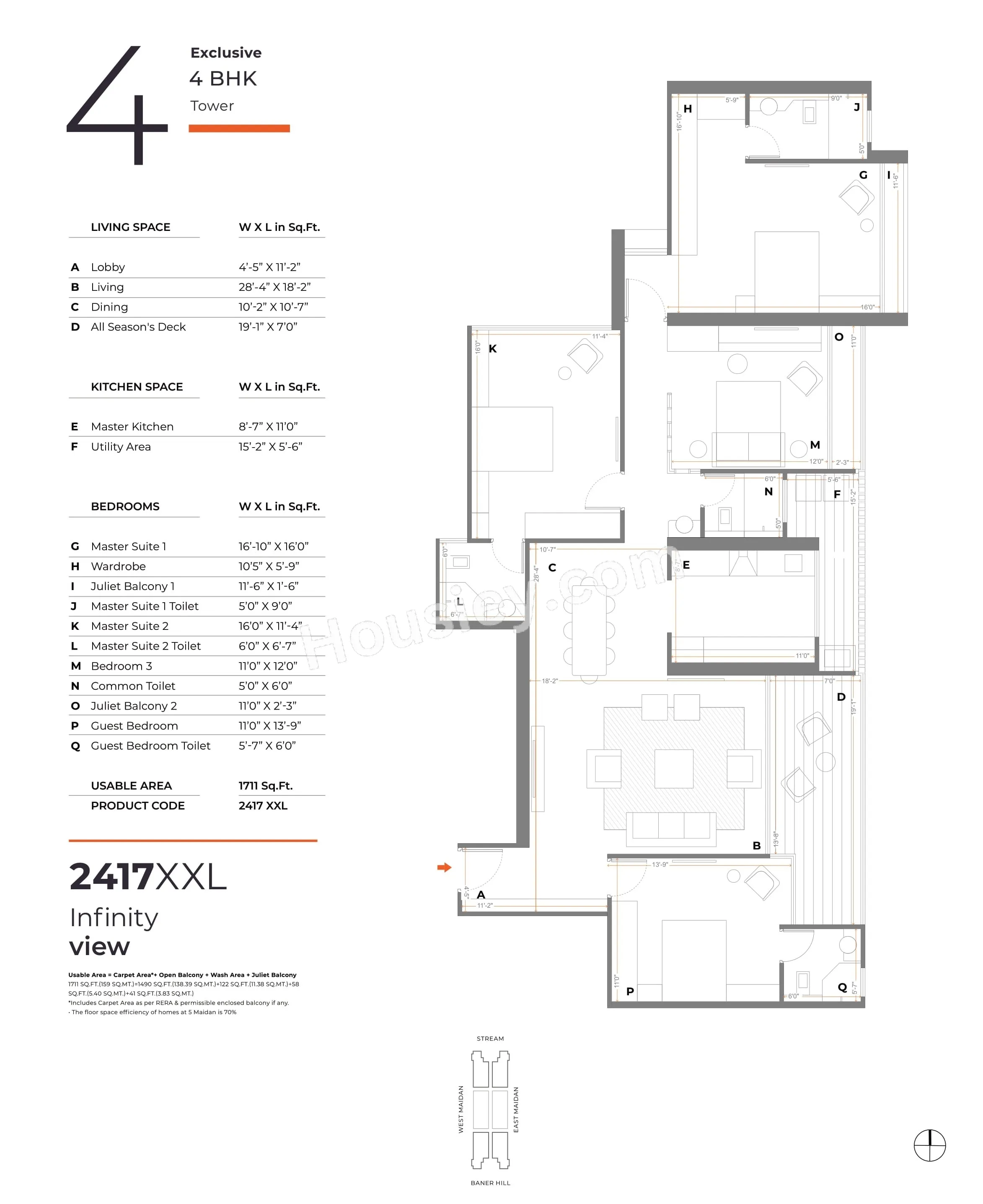 Unit plan - 1711 sq.ft.