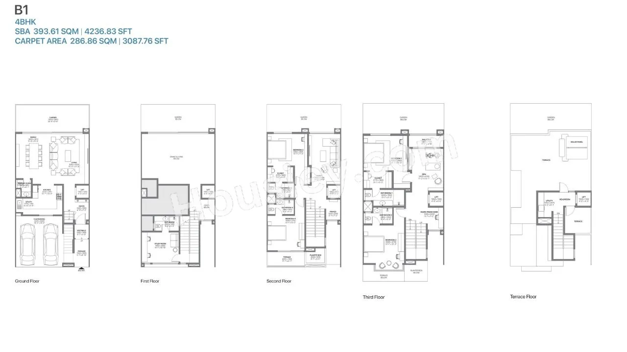 Sobha Crystal Meadows Unit plan - 3087 sq.ft.