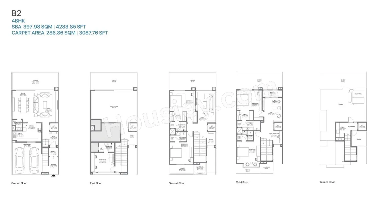 Sobha Crystal Meadows Unit plan - 3087 sq.ft.