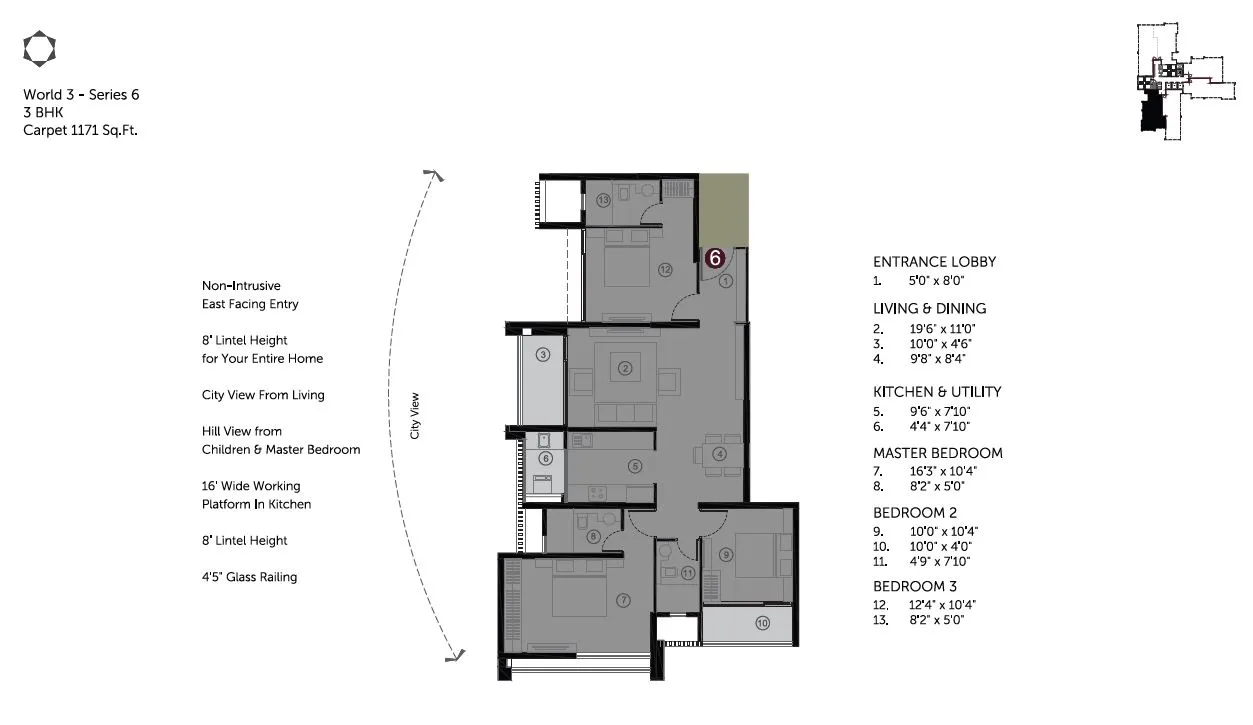 Solitaire World Unit plan - 1171 sq.ft.
