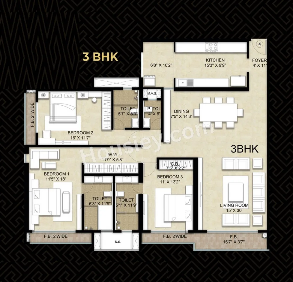 Sonam Opulence Unit plan - 1790 sq.ft.