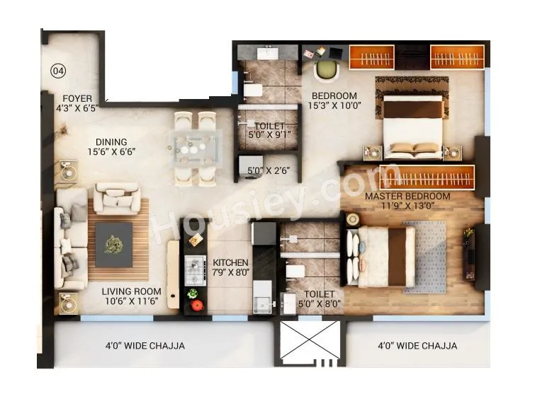 Spenta Medius Unit plan - 712 sq.ft.