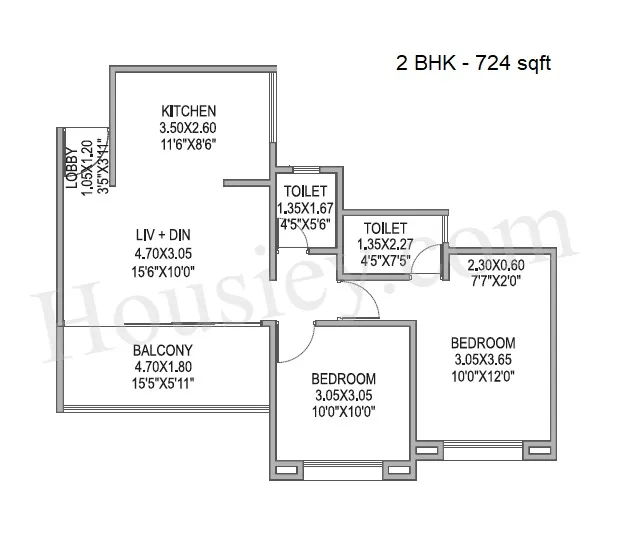 Unit plan - 724 sq.ft.