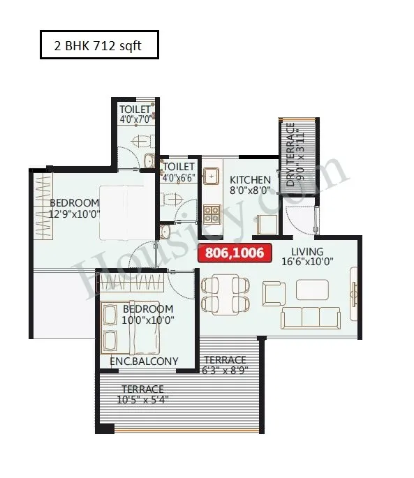 Unit plan - 712 sq.ft.